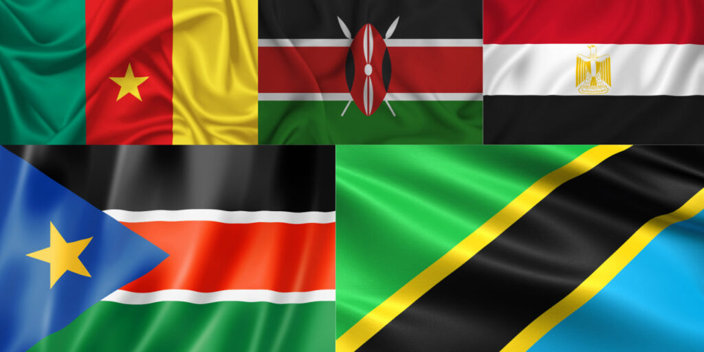 A collage of African flags.
