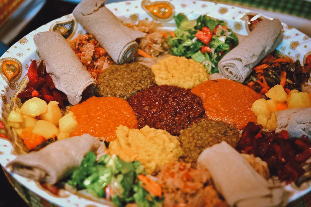 Ethiopian cultural food which encompasses a variety of food.